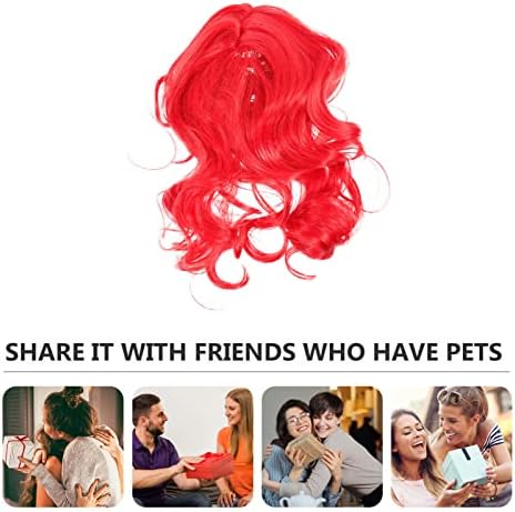 Ipetboom כלב פאה אדום שיער מתולתל מחמד חיית מחמד מצחיק תלבושות לבוש ראש של ליל כלב ליל כלב קוספליי לכלבים קטנים בינוניים