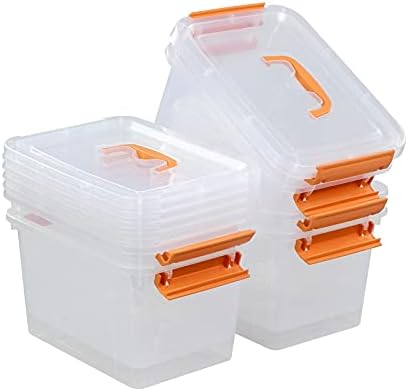 Annkkyus 6-Pack 5 ליטר קופסאות פלסטיק קטנות, סל אחסון ברור עם מכסה