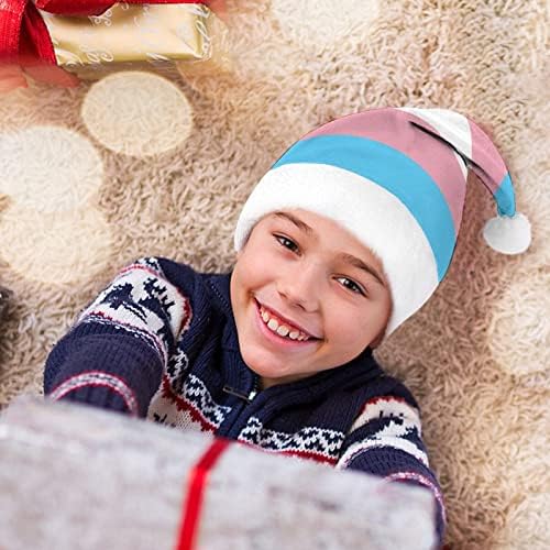 טרנסג ' נדר גאווה דגל קטיפה חג המולד כובע שובב ונחמד סנטה כובעי עם קטיפה ברים ונוחות אוניית חג המולד קישוט