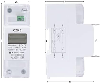 DZHTUS DDS226D-2P LCD מד אנרגיה DIN-RAIL חד-פאזי 65A 100A 220V 230V 50Hz 60Hz ייצוא ייבוא ​​אנרגיה פעיל קוטש
