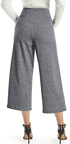 מכנסי קפרי למכנסי יוגה ברגליים רחבות לנשים עם כיסים מכנסי יבול מזדמנים של המותניים המותניים הגבוהים