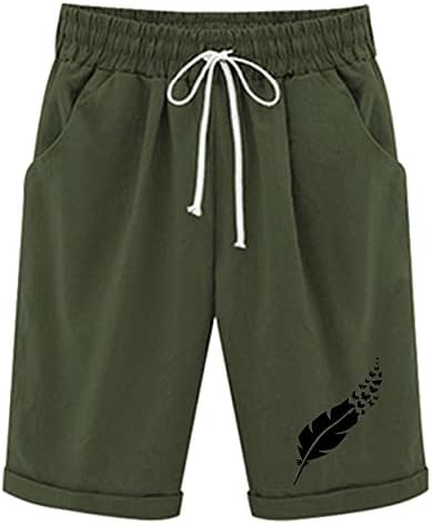 מכנסיים קצרים ברמודה לנשים אורך ברך קיץ מזדמן באורך המותניים המותניים הגבוהים מכנסיים קצרים עם כיסים רופפים טרקלין