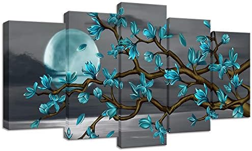 עיצוב אמנות חזותית פרחים יפהפיים אמנות קיר מופשט תקציר מגנוליה פריחה מעל בד ים הדפסים גלריה עוטפת קישוט פרחוני