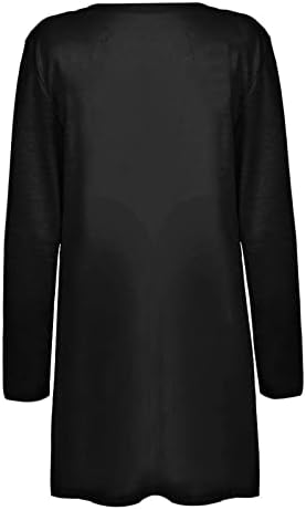 Cokuera ארוך קרדיגנים לנשים מעילי סתיו אופנה צבע אלגנטי בצבע אחיד קדמי פתוח בכיס רופף כיס שרוול ארוך קרדיגן