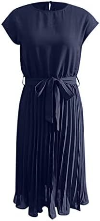 שמלות שרוול קצר של נוקמופו לנשים 2023 אופנה אלגנטית קפלים טוניקה קפלים צוואר עגול מודפס שמלת שרוול קצר