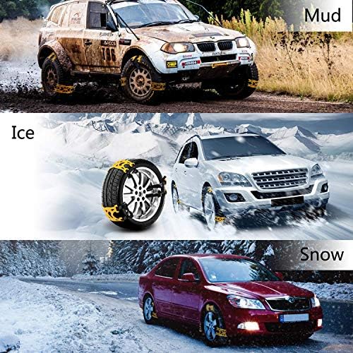 ג'רמיוול 6 יח 'שרשראות שלג לרכב לשני צמיגים תלוש אנטי חירום לרוב המכוניות/רכב שטח/משאיות, חורף שרשראות אבטחה אוניברסאליות