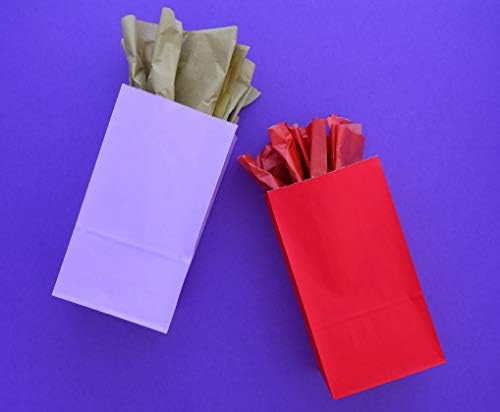 תיק לטובת מסיבה אדומה-50 מארז שקיות מתנה אדומות מנייר קראפט לארוחת צהריים בדרגת מזון לשנה החדשה הסינית, חג האהבה, חג המולד
