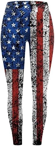 חותלות מותניים גבוהות לנשים דגל אמריקאי שאינו רפיון מכנסי יוגה גרביונים ארהב 4 ביולי חותלות באורך מלא