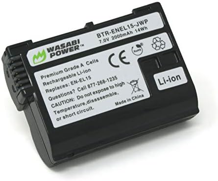 סוללת חשמל Wasabi עבור Nikon EN-EL15 ו- Nikon 1 V1, D600, D610, D800, D800E, D810, D7000, D7100