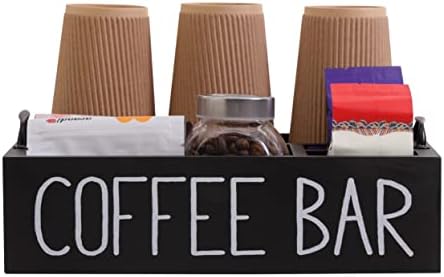 קפה תחנת ארגונית עץ קפה בר אביזרי ארגונית עבור דלפק, חווה גביע קפה תרמיל מחזיק אחסון סל עם ידיות עבור קפה בר דקור - שחור קפה