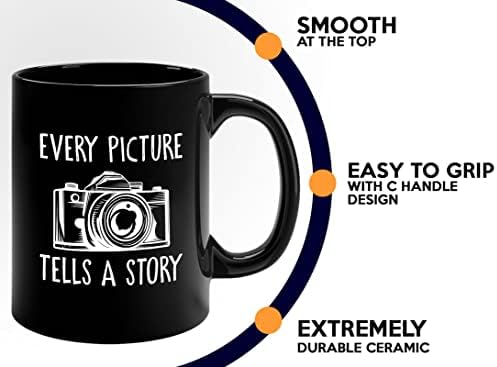בועת חיבוקים צלם קפה ספל 11 עוז שחור - כל תמונה מספרת סיפור-צילום מצלמה אופטי צילום מקצועי לכידת דיוקן לירות