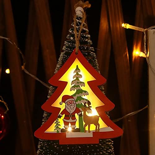מכונית עץ תליון יצירתי עץ קטן חלול חג המולד קישוט זוהר בית עיצוב בית קנדי ​​קני קנב עם אורות