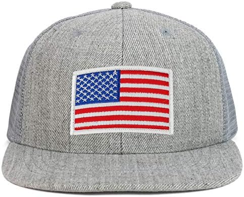 CRAMINCREW נוער לילד לבן דגל אמריקאי דגל שטוח שטר סנאפבק משאית כובע - הת'ר גריי