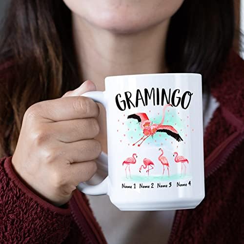 אישית גרמינגו קפה ספל מתנה עבור סבתא-מותאם אישית סבתא ספל עם 1-5 פלמינגו שמות - מותאם אישית סבתא כוסות-סבתא