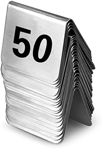 מספרי טבלה 1-50 1-100 כרטיסי מקום מפלדת נירוסטה מספרי מסעדה, מחזיק שלטי טבלה מעוצבים, מחזור מספרי טבלה המשמשים, לשירותי