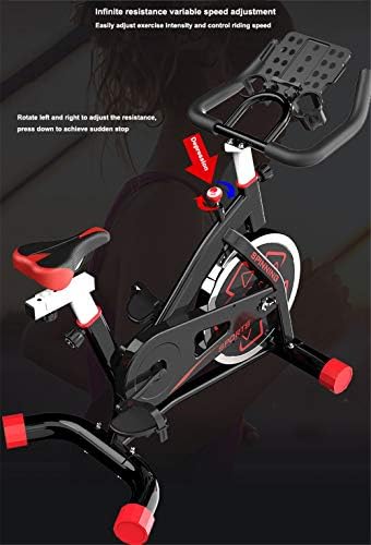 ZJDU תרגיל אופניים ספין, כונן חגורת אופניים נייחים, התנגדות מתכווננת ומושב, צג LCD, מחזיק טבליות, לחדר כושר ביתי אופניים