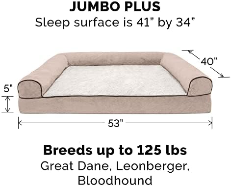 מיטת כלבים אורטופדית בסגנון שרפה ושניל עם כיסוי רחיץ נשלף-קרם, ג ' מבו פלוס