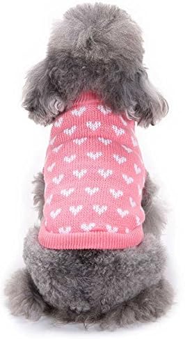סוודר כלבים לכלבים גדולים ילד ורוד לב צוואר עגול עגול חיות מחמד קטן כלב בגדים חמודים סוודר גור חורף כלב קטן
