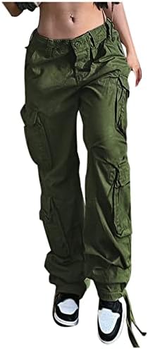 Badhub נשים מכנסי מטען רחבים מכנסי טרנינג במותניים נמוכות בגדי רחוב מזדמנים רופפים רופפים רופפים מכנסיים מכנסיים