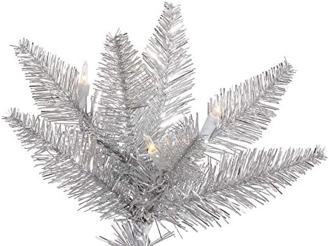 Vickerman 5.5 'Tinsel Tinsel Fire Slim Artificial Christmase, אורות ליבון דו -ליבניים ברורים - עץ חג המולד הכסף