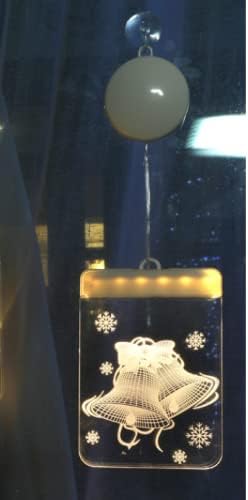 פעמון אורות חג המולד של חג המולד קישוט לחג צורת כוס יניקה חלון תלייה אורות 3D אורות לילה קטנים אורות ניאון