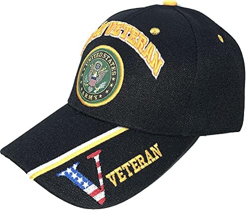 כובעי בייסבול של צבא ארצות הברית כובעים ביגוד צבאי / ותיק בדימוס / רקום 3 ד / מתכוונן