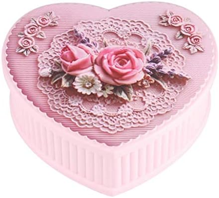 Yfqhdd קופסת תכשיטים בלט ורוד קופסא מוזיקה קופסת אפרסק אפרסק תכשיטים בצורת לב קופסא נערת מתנה מתנה ליום האהבה