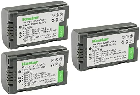 Kastar 3-Pack CGR-D08 החלפת סוללה ל- Panasonic NV-DS37, NV-DS38, NV-DS50, NV-DS55, NV-DS60, NV-DS65, NV-DS68,