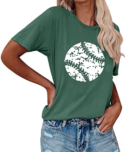 נשים של חולצות, בייסבול אמא חולצה מצחיק מגניב בייסבול הדפסה קצר שרוול גרפי טיז קיץ רופף מזדמן חולצות