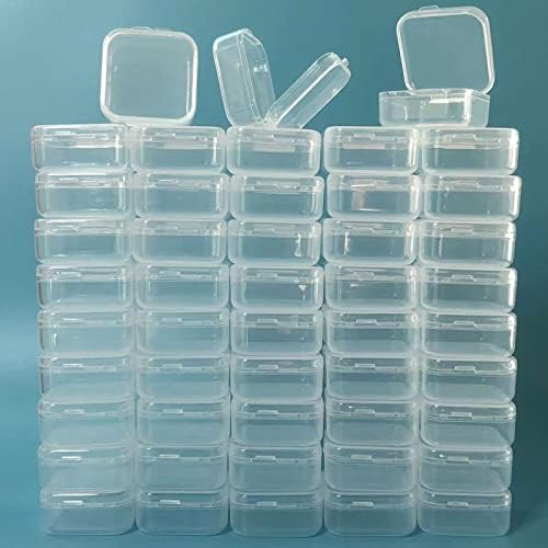 Wotermly 32 יח 'קופסת אחסון מפלסטיק גדלים שונים מגוונים מיני קופסת חרוזי פלסטיק ברורים קופסת מיכלי אחסון עם מכסה צירים לפריטים