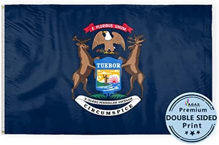 אגאס מישיגן דגל מדינת 4x6 ft - הדפס דו צדדי 200d ניילון - גלימות פליז תפור קצוות דהייה הוכחה בצבעים חדים חדים
