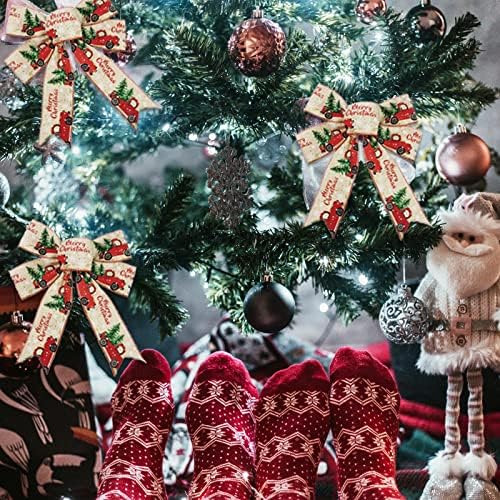 קשתות קשתות חג המולד של XMSJXH, קשתות משובצות באפלו אדומות לקישוטי זר עץ חג המולד מקורה/חיצוני 10.23x12.56 אינץ '