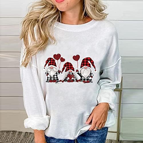 סווטשירטים של חג המולד של ווזוואלי לנשים סנטה קלאוס הדפסה סוודר גדול עם שרוול ארוך חולצה מזדמנת לחורף