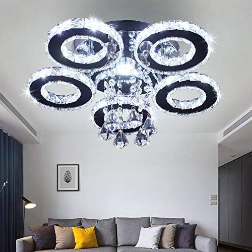טונגלן LED גביש תקרה תאורה 5 טבעות נברשת קריסטל מודרנית מתקן תאורה הר -סומק למסדרון מסדרון חדר אוכל בחדר שינה