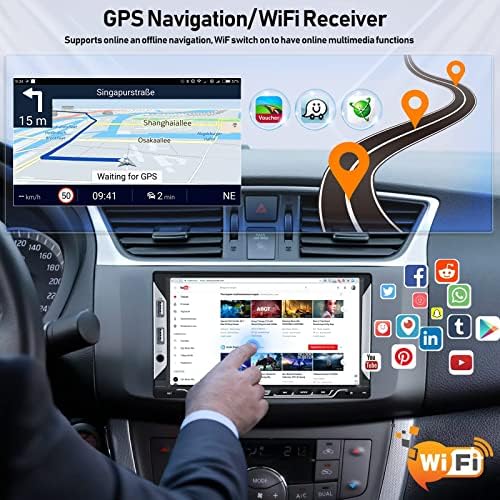 7 אנדרואיד 11 סטריאו רכב כפול DIN מסך מגע רדיו רדיו GPS ניווט מקלט שמע Bluetooth עם קישור מראה WiFi FM + כבל USB