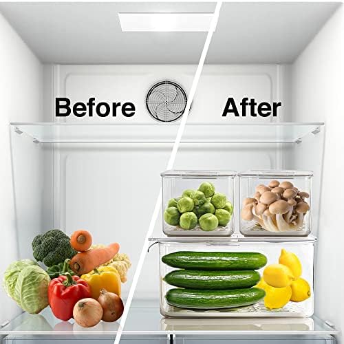 מיכלי חיסכון תוצרת וואבלוקס למקרר, אחסון ירקות פירות מזון, מארגן מקרר מקפיא הניתן לגיבוב 3 יחידות, סל סל מגירות שומר