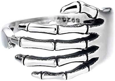 גנרי נירוסטה גולגולת טבעות גברים נשים בציר גותי טבעת אופנוען פאנק נדנדה סקלטון יד לעטוף להקת טבעת גולגולת יד פתוח להקת טבעת
