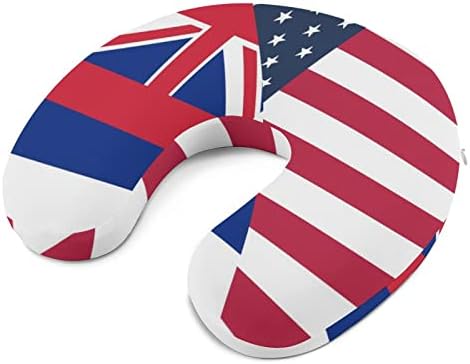 כרית צוואר דגל אמריקה ומדינת הוואי כרית רחיצה רכה כרית בצורת U