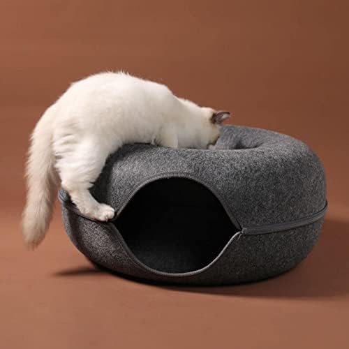 חתול מנהרת מיטת נשלף חתול קן, עגול סופגנייה הרגיש לחיות מחמד קן עגול הרגיש חתול צינור לשחק מיטות ארבע עונות זמין