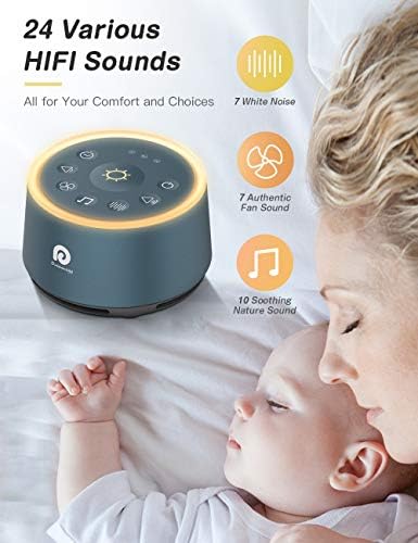 Dreamegg D1 מכונת סאונד - מכונת רעש לבן עם אור לילה לתינוקות לשינה, צלילי נאמנות גבוהים, תכונת טיימר וזיכרון, מכונת קול