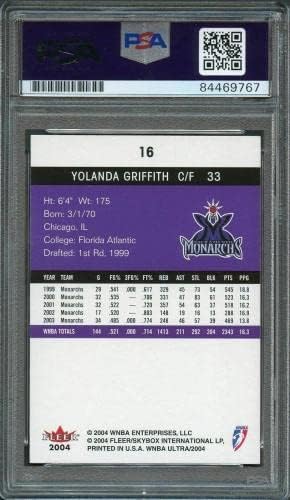 2004 Fleer Ultra 16 Yolanda Griffith חתום כרטיס Auto PSA Slabbed - תמונות ספורט עם חתימה