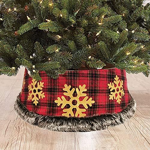 חצאיות עץ חג המולד של Huijie - קישוטי עץ חג המולד משובצים משובצת פתית שלג מוזהבת עץ קטיפה תחתון קישוטי קישוטי, סידור