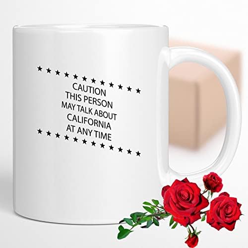 ספל קפה זהירות אדם זה עשוי לדבר על קליפורניה בכל - מתנה מצחיקה אוהבי קליפורניה 150637