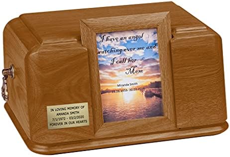 ארון עץ מוצק כניסה מסגרת תמונה -כד הלוויה של זיכרון לאפר מבוגרים WU46