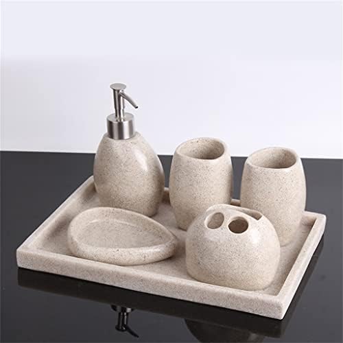 קוול אבן חול אירופית אמבטיה חדר אמבטיה חמש חלקים מברשת שיניים שטיפת שטיפה כוס מברשת שיניים כוס