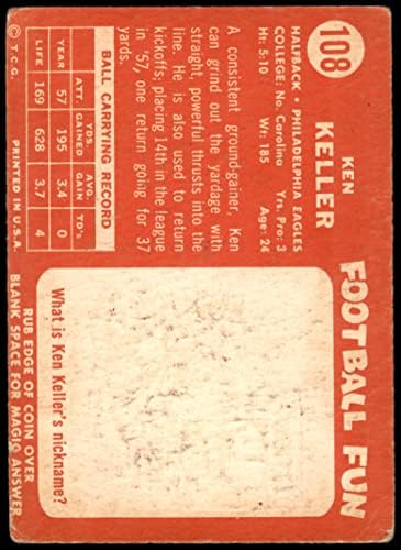 1958 Topps 108 Ken Keller Philadelphia Eagles Dean's Cards 2 - נשרים טובים