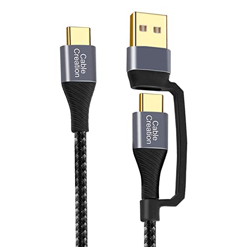 כבלים קלועים קלועים כבל מטען USB C 2M, 2-in-1 USB C ל- USB C USB כבל טעינה מהיר 3A 480 מגהביט לשנייה עבור MacBook Pro Air