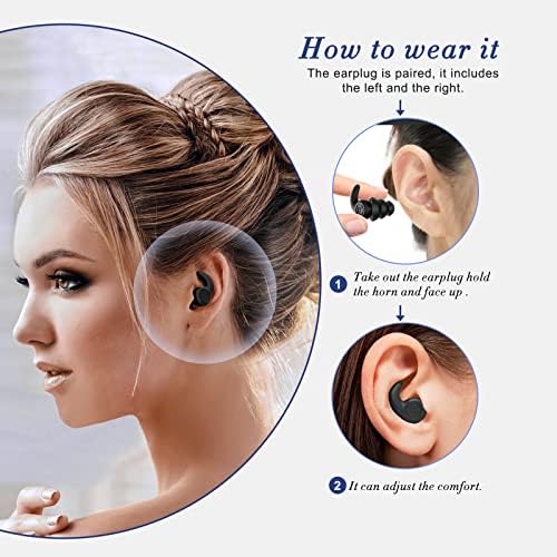 תקעי אוזניים לשינה, ביטול רעש אטמי אוזניים, אטמי אוזניים סיליקון לשימוש חוזר להגנה על שמיעה, 1 אטמי אוזניים