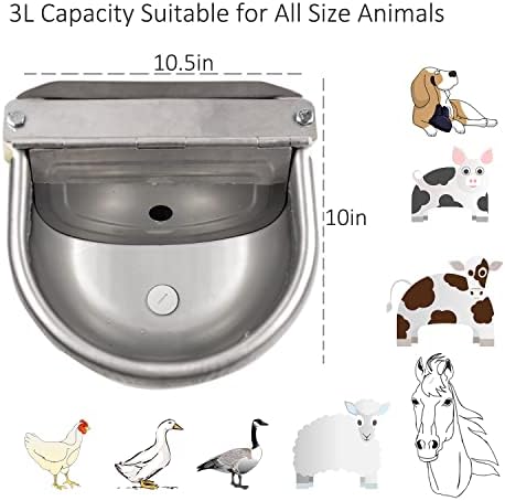 מתקן מים אוטומטי עבור כלב מים קערת מתקן גדול גודל נירוסטה ווטרר מזין עצמי מילוי מים שוקת עבור עופות ובעלי חיים