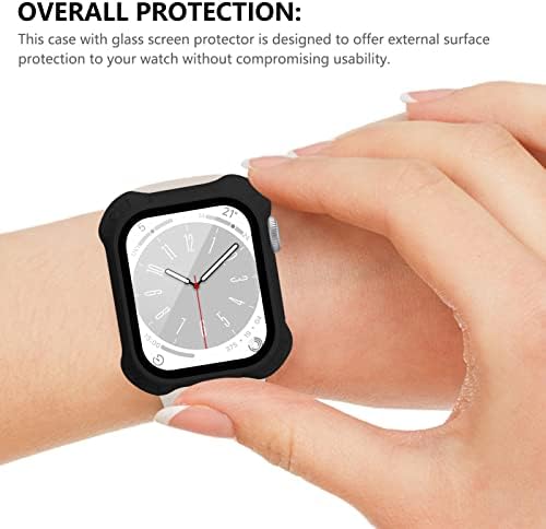 מארז מגן מסך של Muranana Apple Watch, חבילה 1 חבילה iwatch כיסוי פנים מגן תואם ל- Apple Watch Series 8 Series 7 45 ממ, שחור